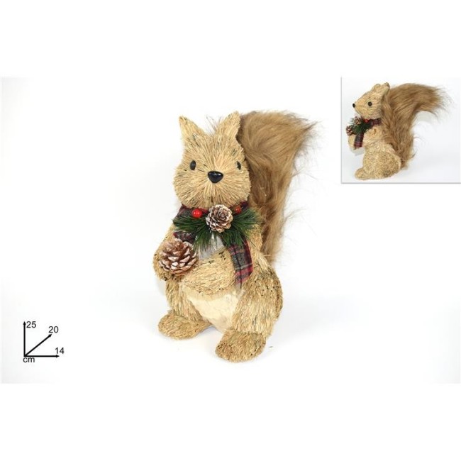 Scoiattolo con Fiocco decorato con Pigne 25 cm DUESSE CHRISTMAS