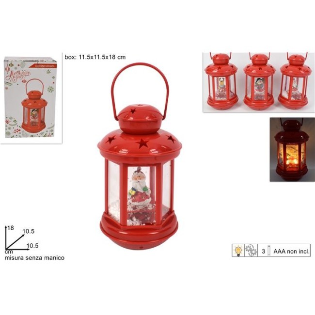 Lanterna Rossa 18cm Con Soggetto Natalizio Assortito DUEESSE CHRISTMAS