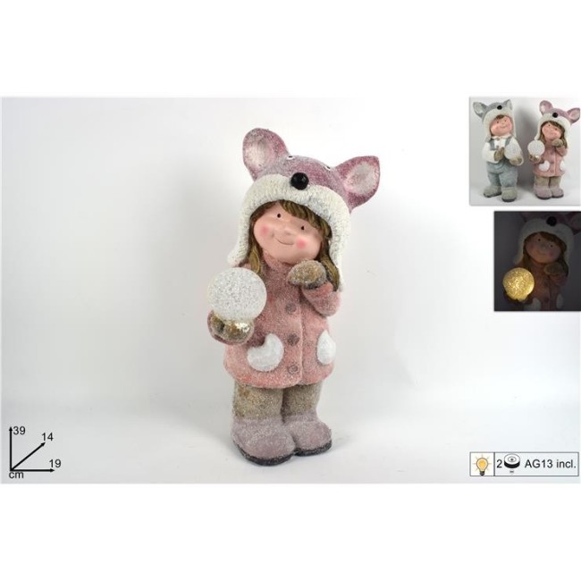 Statua Bimbo/a con Palla Luminosa DUESSE CHRISTMAS