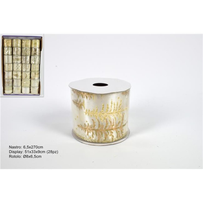 Nastro in Tessuto Bianco 6,3 x 270 cm DUESSE CHRISTMAS