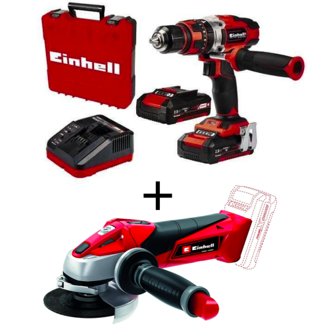 Trapano TE-CD 18/48 + Smerigliatrice Angolare Batteria TE-AG 18-Li Einhell