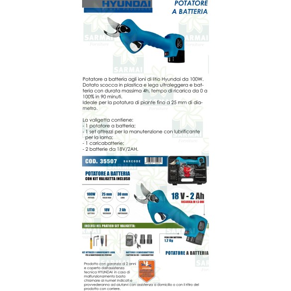 Forbice Potatore HYUNDAI 18V 24A