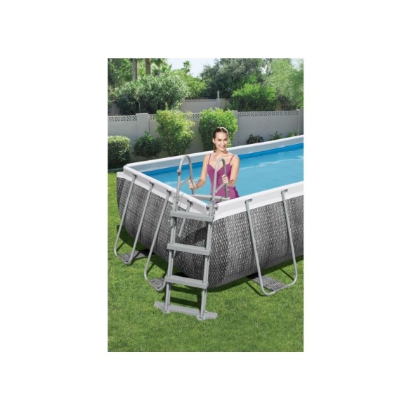 Piscina Bestway Rettangolare Power Steel Frame Colore Grigio Scuro 4.04x2.01x1 M
