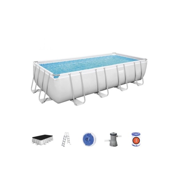 Piscina Power Steel rettangolare in acciaio 488x244x122 cm Bestway