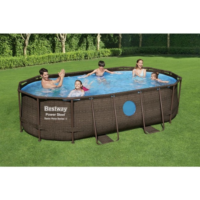 Piscina Power Steel Swim Vista Bestway ovale in acciaio 427x250x100 cm
