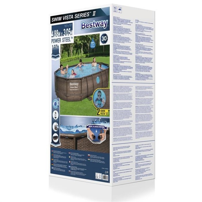 Piscina Power Steel Swim Vista Bestway 4.88m x 3.05m x 1.07m Oval Set