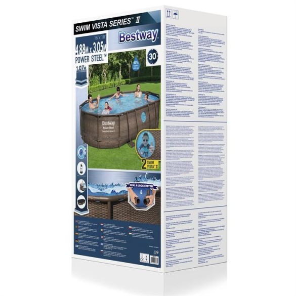 Piscina Power Steel Swim Vista Bestway 4.88m x 3.05m x 1.07m Oval Set