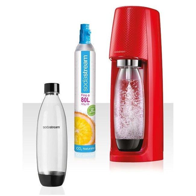 Gasatore Sodastream Spirit Rosso + 2 Concentrati al Gusto Frutti Rossi Omaggio
