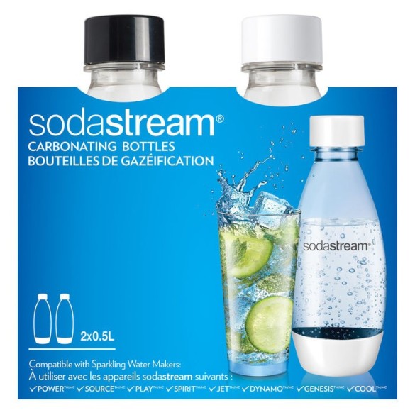 Bottiglie in Plastica 2 pz da 500 ml per Gasatori Sodastream