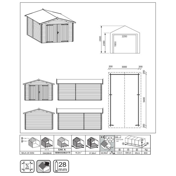 Garage Eco 318x558 in Abete Losa