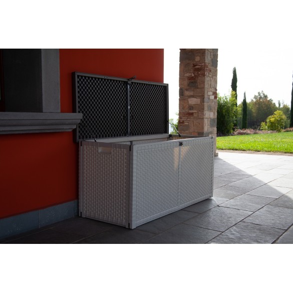 Baule da Esterno in Resina Effetto Rattan Losa