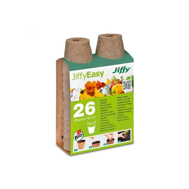 Confezione 26 Vasetti di Torba 6 cm