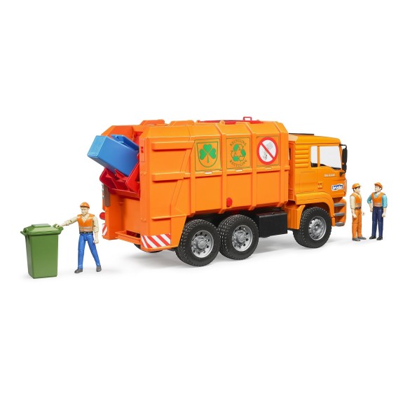 Giocattolo Camion della nettezza urbana MAN Arancione BRUDER