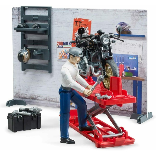 Giocattolo Officina Motocicletta Ducati + personaggio BRUDER