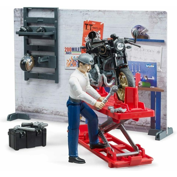 Giocattolo Officina Motocicletta Ducati + personaggio BRUDER