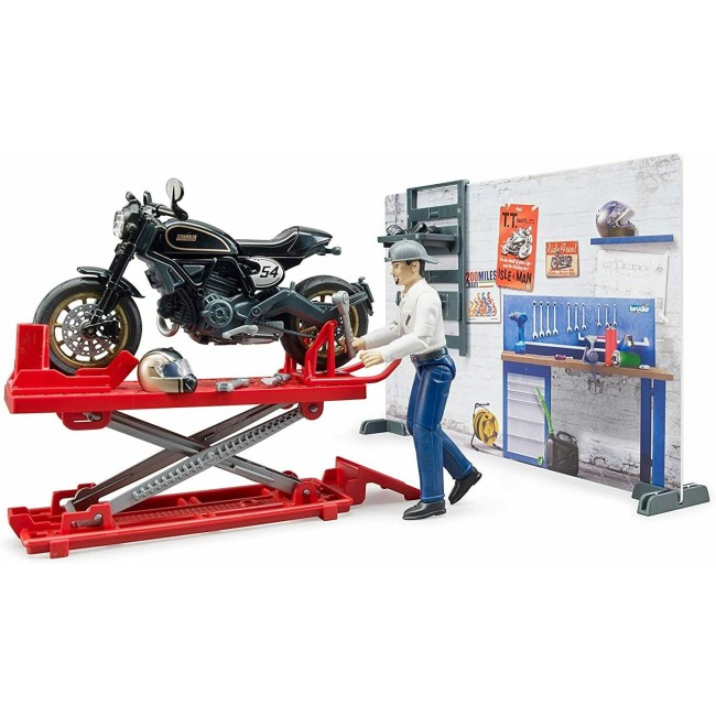 Giocattolo Officina Motocicletta Ducati + personaggio BRUDER