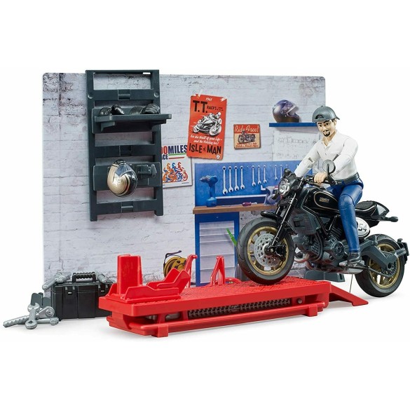 Giocattolo Officina Motocicletta Ducati + personaggio BRUDER