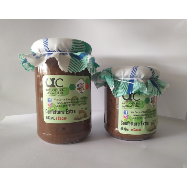Confettura Extra di Kiwi e Cacao Disponibile nei formati 220-320 gr