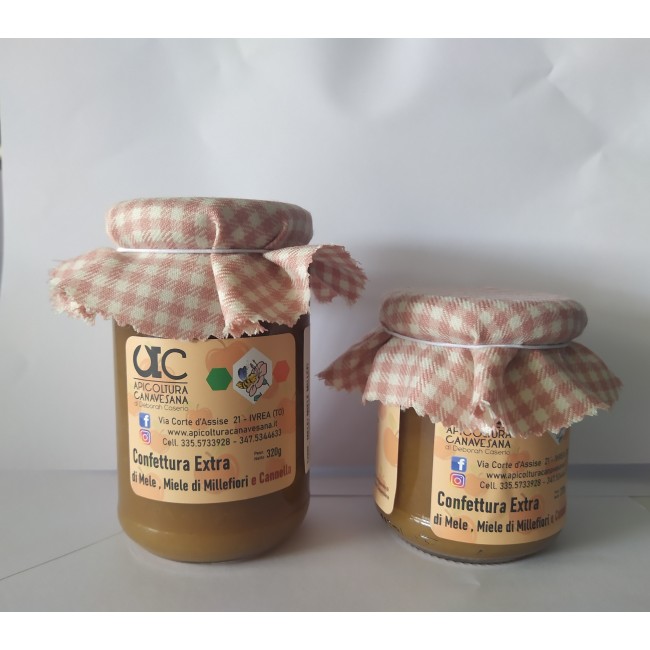 Confettura Extra di Mele, Miele Millefiori e Cannella Disponibile nei formati 220-320 gr