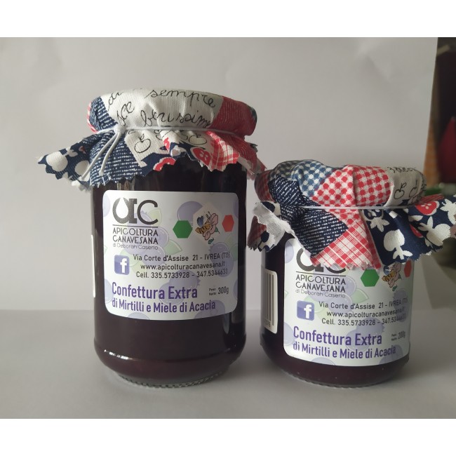 Confettura Extra di Mirtilli e Miele di Acacia Disponibile nei formati 200-300 gr