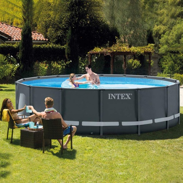 Intex 26326 Piscina Rotonda, Grigio, 488x122 cm