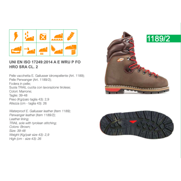 Scarpone Antitaglio in Pelle con Cucitura Tirolese Taglie Assortite TREEMME