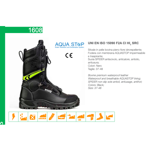 Stivale Vigile Del Fuoco In Pelle Con Fodera Impermeabile Taglie Assortite TREEMME