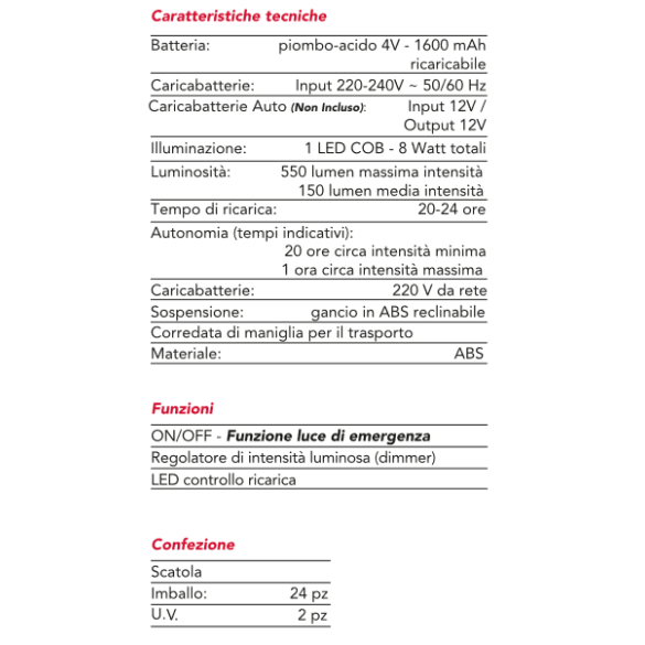 Lampada Ricaricabile Easy Campinglite 8W CFG