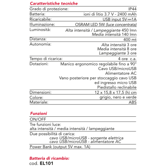 Torcia Nebula Ricaricabile 5W CFG