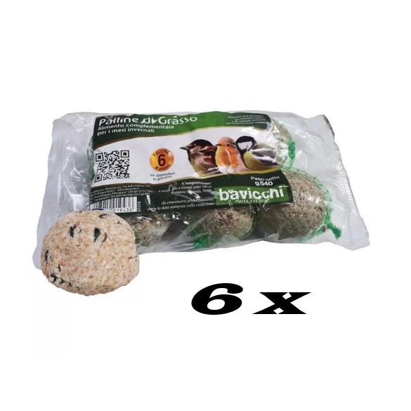 Promo 6 Confezioni - 6 Palle di Grasso per Uccelli Selvatici