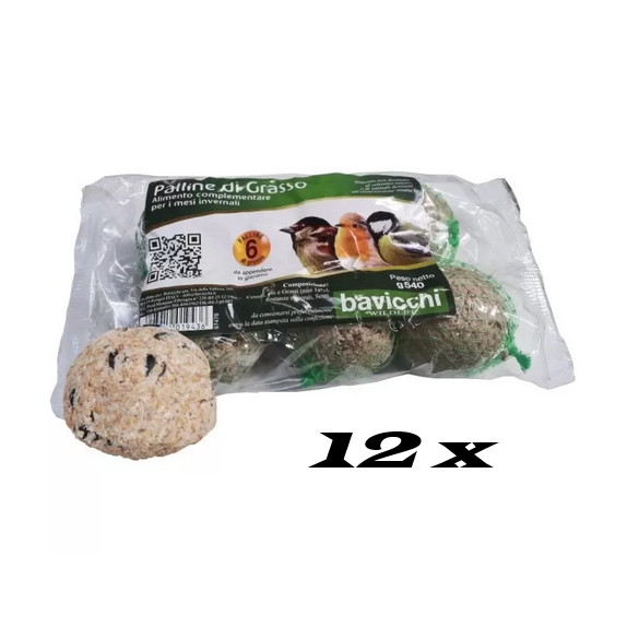 Promo 12 Confezioni - 6 Palle di Grasso per Uccelli Selvatici