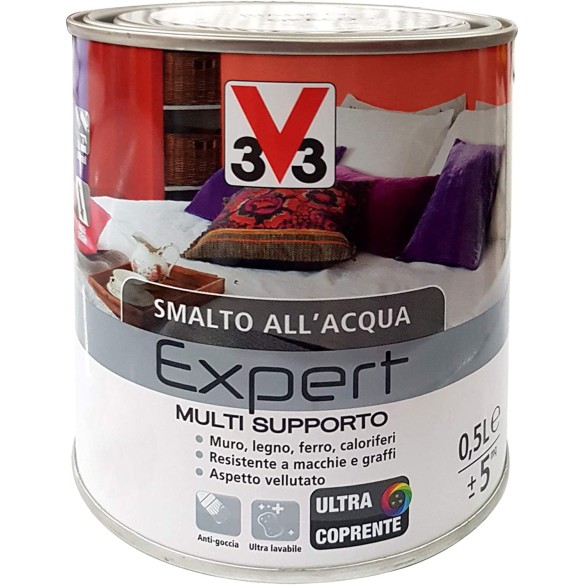 V33 Smalto Multisupporto all'Acqua Linea Expert Colore Marrone Moka 500 ML