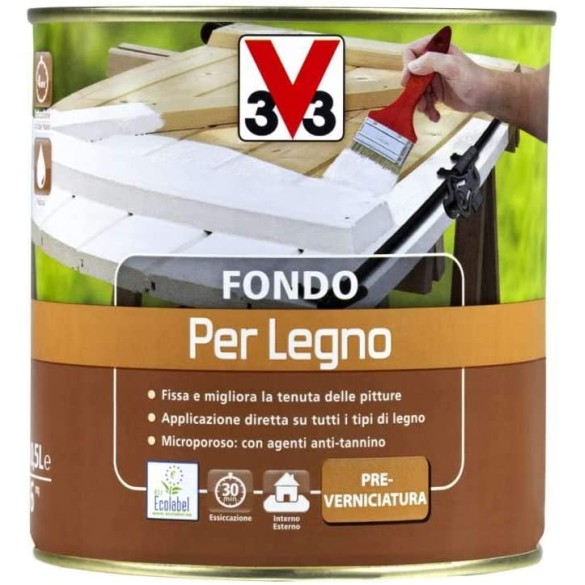 V33 Fondo Per Legno All'Acqua 500 ml
