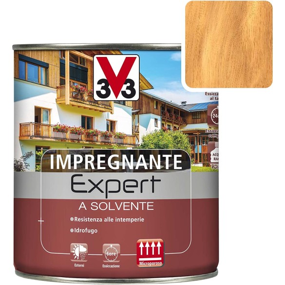 V33 Impregnante a Solvente Linea Expert Colore Noce chiaro 750 ML