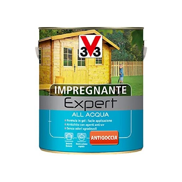 V33 Expert Impregnante Per Legno All'Acqua - Castagno Chiaro 750 ML