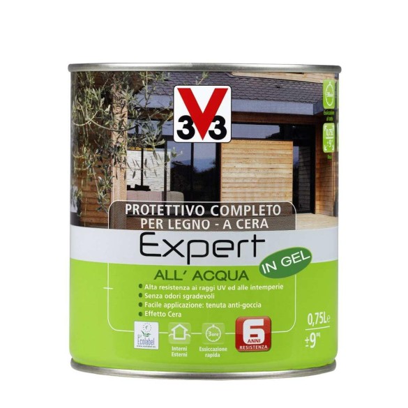 V33 Impregnante Protettivo completo per Legno Expert all'Acqua 2,5L Castagno Scuro