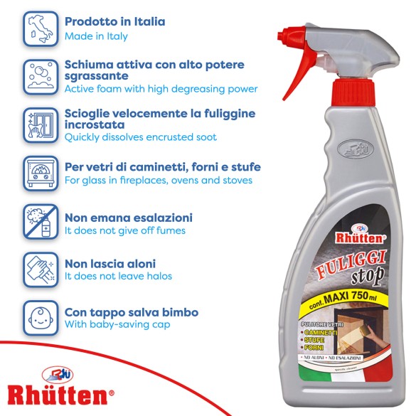 Fuliggi Stop 750 ml Pulitore Vetri Rhutten