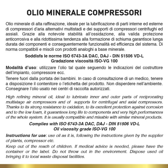 Olio per Compressori 1LT Rhutten
