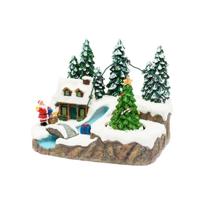 Villaggio con Albero Rotante h 15 cm...