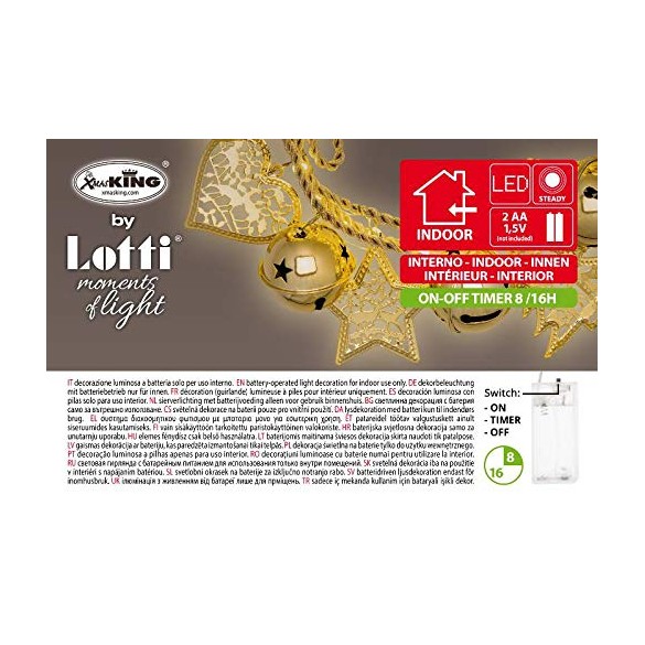 Decorazione Catena Oro Campanelle Stelle Alberi Cuori 36 Bianco Caldo 1,5mm LOTTI