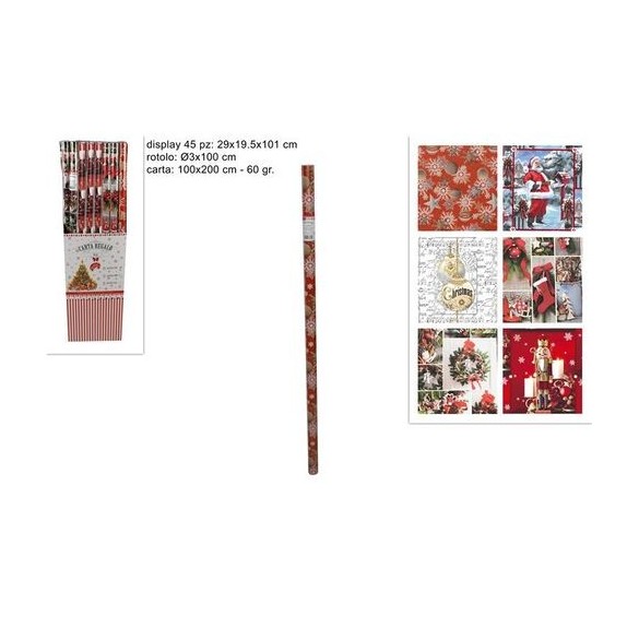 Rotolo Carta Regalo Natalizia 60GR 100x200CM DUE ESSE CHRISTMAS