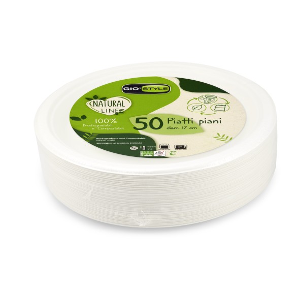 Piatti Piani in Cellulosa D17 cm 25 pz GIOSTYLE
