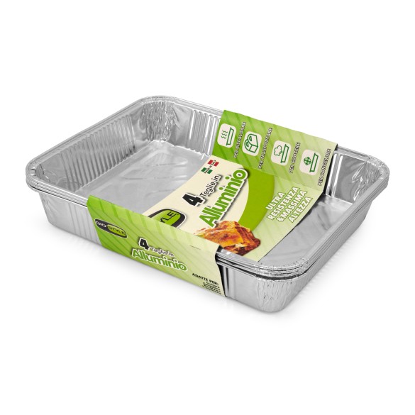 Teglia di Allumino senza coperchio 4pz 4 porzioni GIOSTYLE