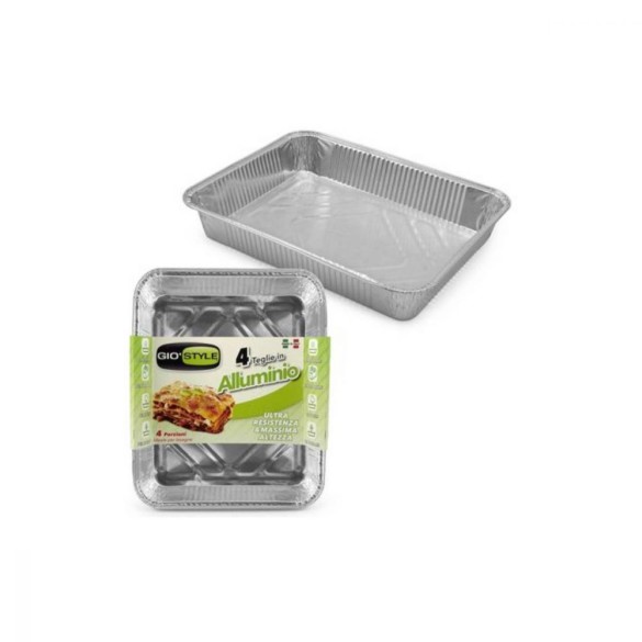 Teglia di Allumino senza coperchio 4pz 4 porzioni GIOSTYLE