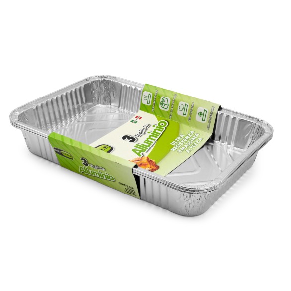 Teglia di Allumino senza coperchio 3pz 6porzioni GIOSTYLE