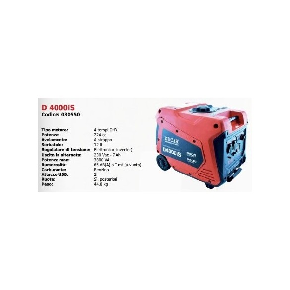 Motogeneratore Silenziato Inverter D 4000iSD  DUCAR