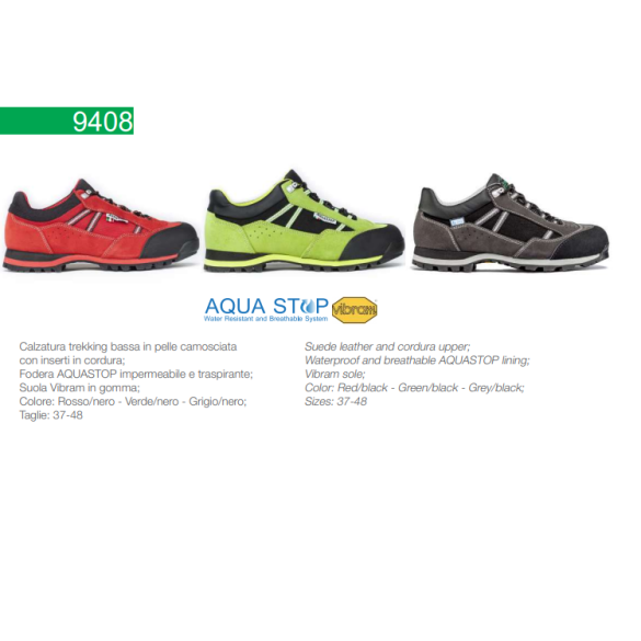Scarpa Trekking Bassa in Pelle Scamosciata Aquastop Misure e Colori Assortiti TREEMME