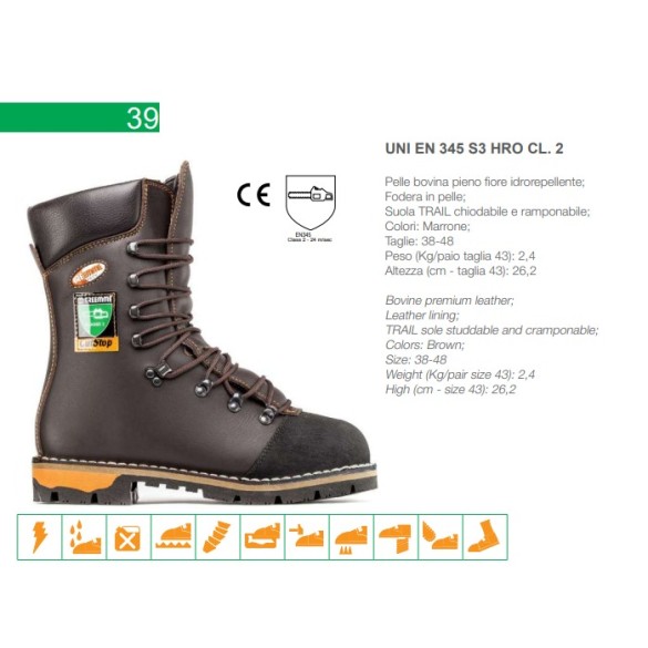 Stivale Antitaglio In Pelle Bovina Con Lavorazione IDEAL Taglie Assortite TREEMME