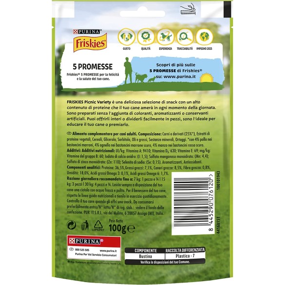 Purina Friskies Picnic Snack Cani Varietà, 100g