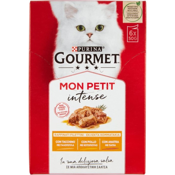Purina Gourmet Mon Petit Scelta Deliziosa con Carni Delicate Anatra, Pollo, Tacchino, 6 x 50g